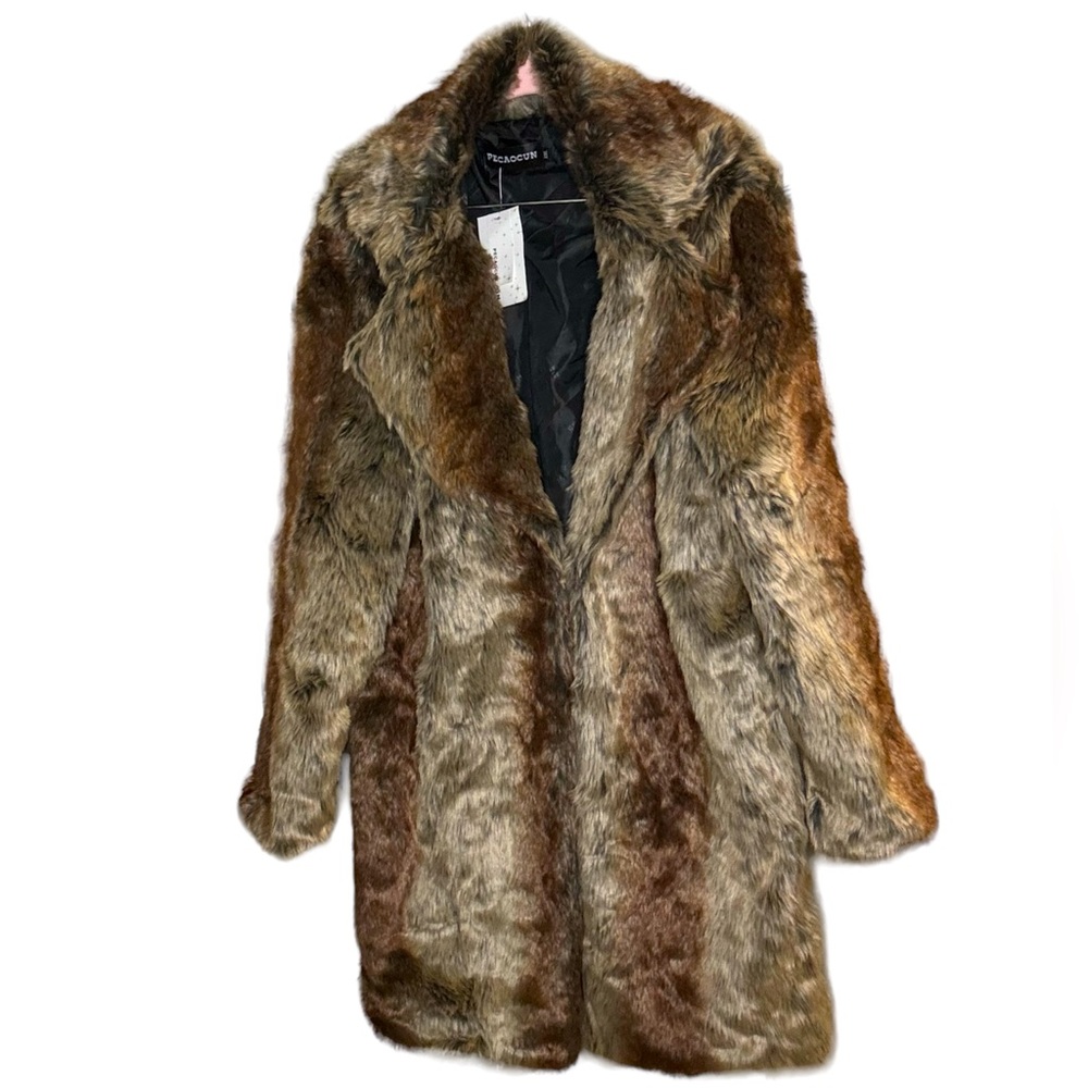 Men’s Brown Pecaocun Asian Size:XXL fits a US medium Faux Fur Mink Silk inlined